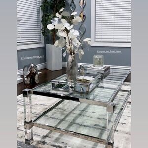 Z Gallerie Silver Glass Coffee AND End Table